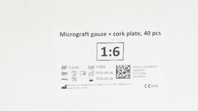 Humeca 2.6/40 Micrograft Gauze + Cork Plate, 1:6 - Box of 40